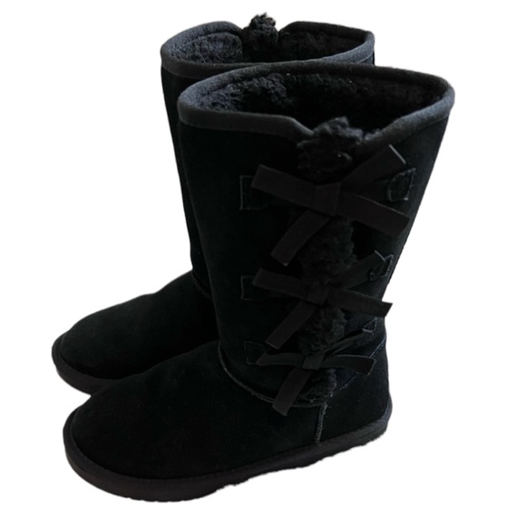 Koolaburra by Ugg Victoria Black Tall Bow Boots Size 5 - Picture 1 of 11